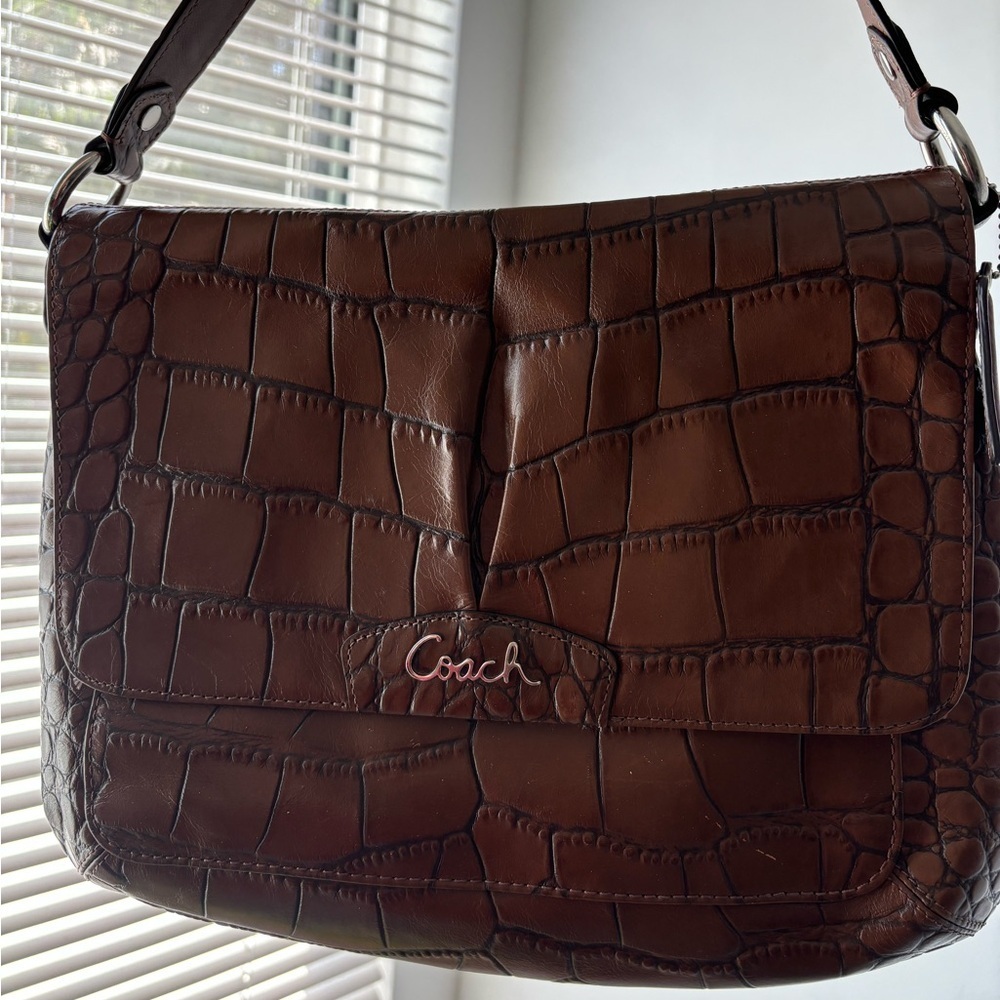 Coach 17646 Brown Crocodile Should Bag - Picture 2 of 6